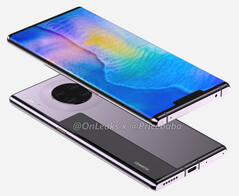 The Huawei Mate 30 Pro aoccording to OnLeaks and Pricebaba. (Image source: @OnLeaks & Pricebaba)