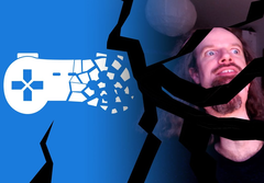A game controler that&#039;s falling apart and a bewildered man (image source: Stop Killing Games YouTube channel)