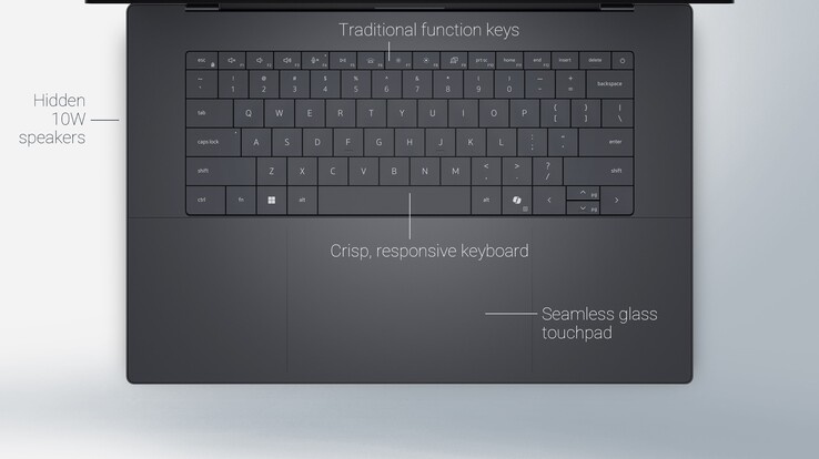 Redesigned keyboard area of the new Dell XPS series laptops (image source: Dell)