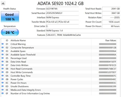 ADATA SE920 works with PCIe 4.0 x2