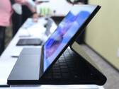 The OneMix 5 will support multiple postures, including a Surface Laptop Studio facsimile. (Image source: PC Watch)