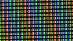 The LC display uses a classic RGB sub-pixel matrix consisting of a red, a blue and a green LED.