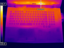 Top case surface temperatures under load (Optris PI 640)