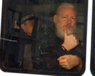 Julian Assange after being arrested by the London Metropolitan Police (Image source: Reuters)