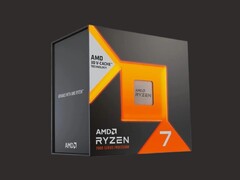 A render of the retail packaging of a AMD Ryzen 7 7000 series X3D CPU