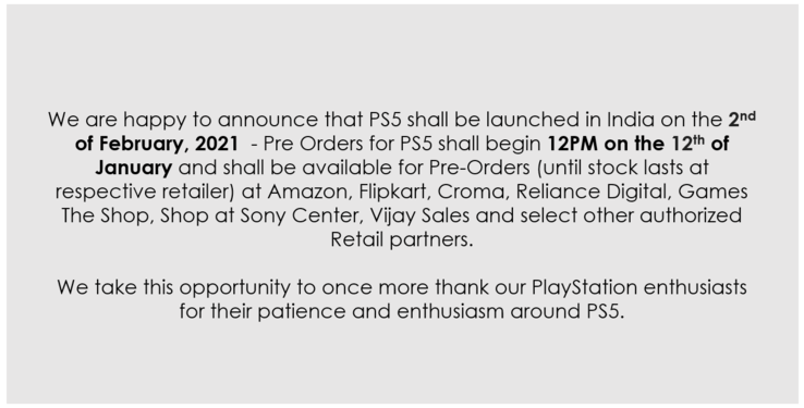 PlayStation India reveals the PS5 pre-order date. (Source: Twitter)