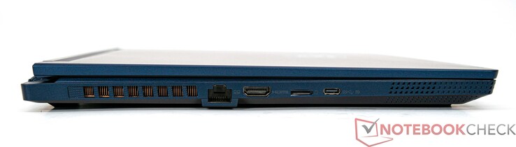 Left side: LAN (RJ45), HDMI 2.1 (4K/120 Hz, 8K/60 Hz), microSD card reader, USB 3.2 Gen 2 Typ-C