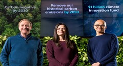 Microsoft executives unveil the company&#039;s new carbon-negating plan. (Source: Microsoft)