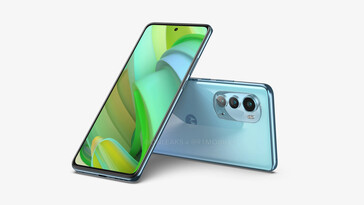 The "Motorola Edge (2022)" in its putative lighter blue shade. (Source: 91Mobiles x OnLeaks)