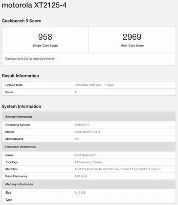 The "Moto Nio" appears on Geekbench... (Source: Geekbench 5 via MySmartPrice)