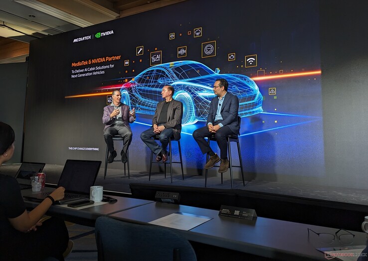 The MediaTek vision of a future software-driven EV is still years away (Left to right: Ephrem Chemaly, Jim McGregor, Ali Kani)