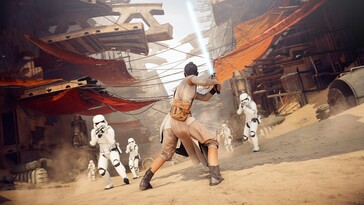 Rey in Star Wars Battlefront 2: Celebration Edition (Image source: Steam)
