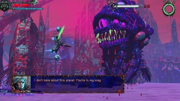 Pictured: A gameplay screenshot from Valfaris: Mecha Therion.
