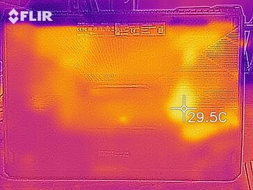 Heat map of the bottom of the device at idle