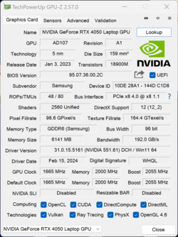 GPU-Z GeForce RTX 4050 laptop