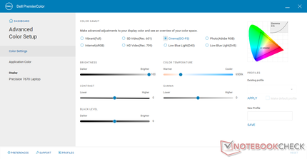 Dell PremierColor settings for our DCI-P3 measurements