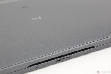 Front edge with physical camera shutter and indentation for opening the screen