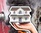 Water leak monitors, smoke detectors, and thermostats all have smart home potential. A generic house, a leaking pipe and a fire pictured. (Image Source: Canva -edits)