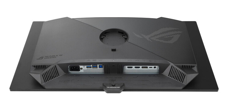 The ROG Strix XG27UCDMG also has a different stand and external PSU compared to the ROG Strix PG27UCDM. (Image source: Asus)