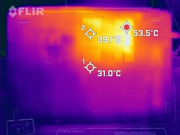 Heat dissipation on the bottom (under load)