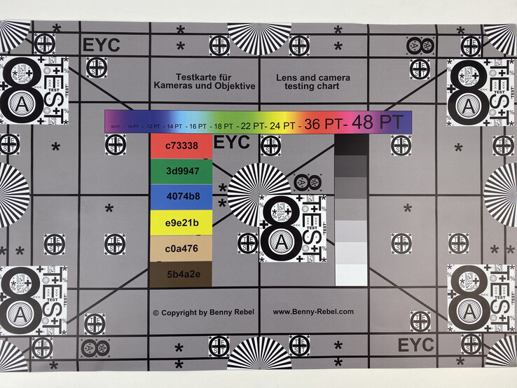 Our test chart photographed with the main rear-facing camera