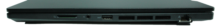 Right side: SD card reader, 3.5 mm audio, USB-A 3.2 Gen.2, Gigabit LAN