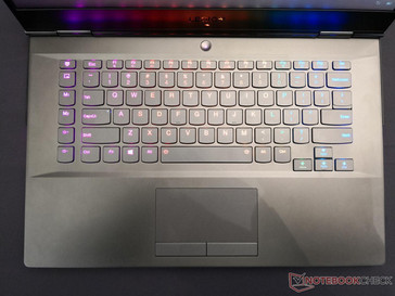 Y730. Note the per-key RGB lighting and dedicated Macro keys exclusive to the Y730