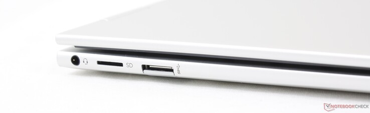 Left: 3.5 mm headset, MicroSD reader, USB-A 10 Gbps