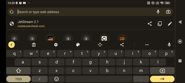 Keyboard in landscape mode