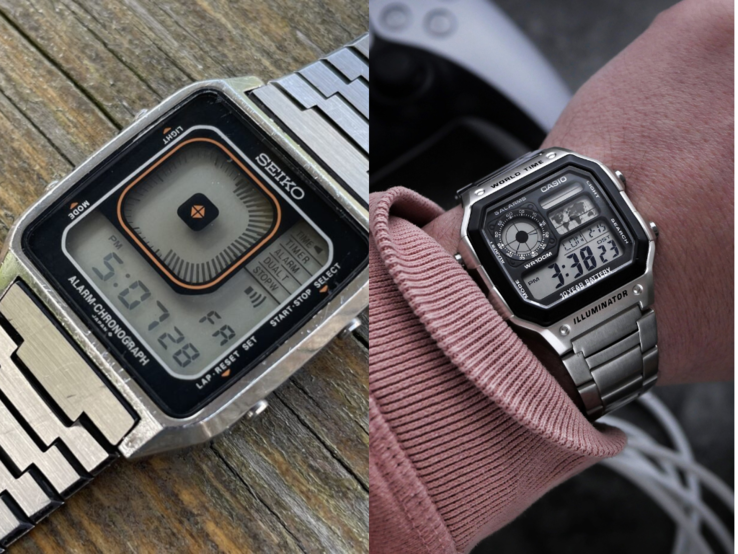 The Seiko G757 (left) and the Casio AE-1200WHD-1AV (right). (Image source: MyRetroWatches and MTR Watches)