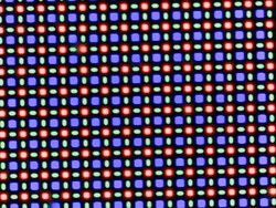 The OLED display is based on an RG/BG sub-pixel matrix consisting of one red, one blue and one green light-emitting diode each
