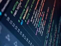Close-up of a screen showing Python source code highlighted in color