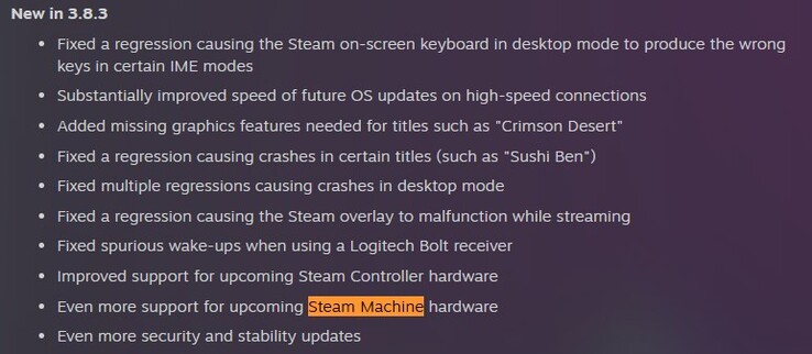 SteamOS 3.8.3 beta log.