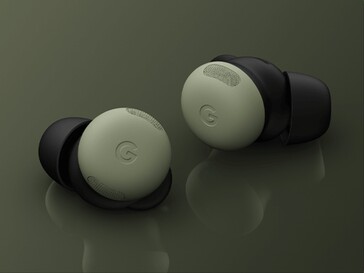 Pixel Buds 2 Pro in Moss green.