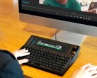 The Vision Board combines a touchscreen LCD display with a mechanical keyboard and volume dial. (Source: Valmond on Makuake)