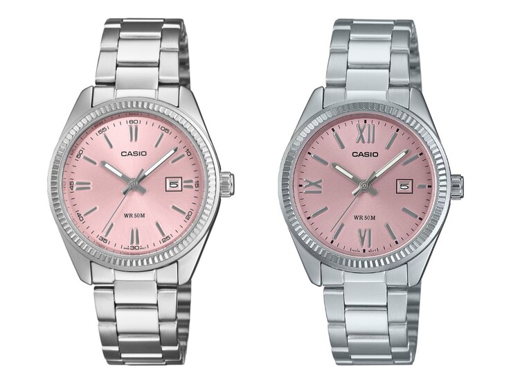 The Casio Heritage LTP-1302PD-4AV (left) and LTP-1302DD-4A1V (right) watches