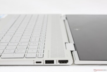 Hinges are taut and uniform with a more rigid lid than on the Lenovo Yoga C730
