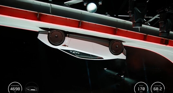 The Tesla Roadster EV generated around 4,700 kg of force to remain parked upside down on a test track.