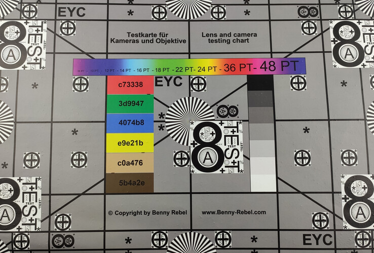 A photo of our test chart