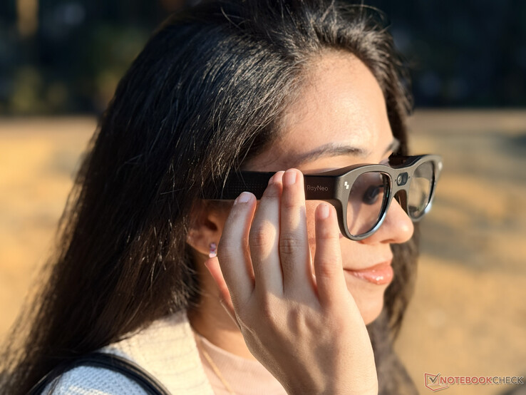 The temples of the glasses can register swipe and tap gestures
