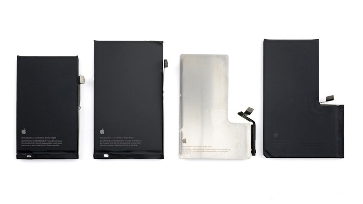 The iPhone 16 Pro's battery already has an aluminum case, unlike the ones found in the iPhone 16, iPhone 16 Plus and iPhone 16 Pro Max (Bildquelle: iFixit)