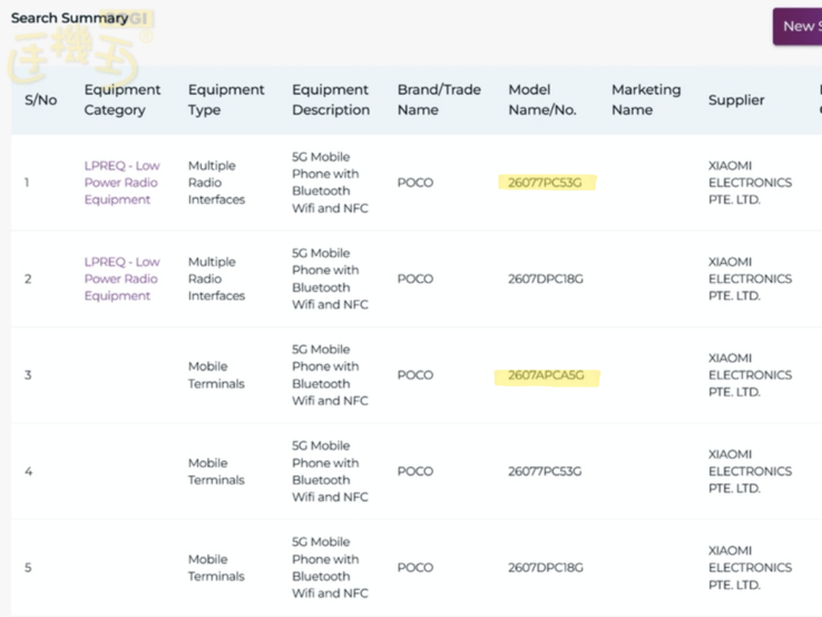 IMDA certification of the Poco F9 Pro and F9 Ultra.