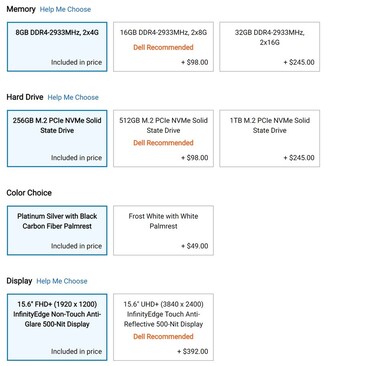 Frost White is a US$50 surcharge on Dell US. (Image source: Dell US via r/Dell)