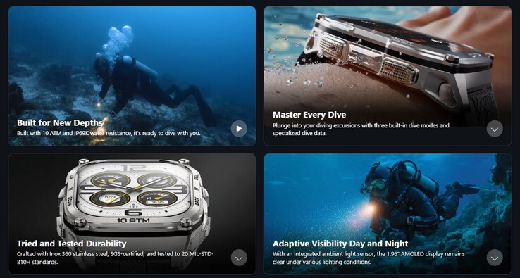 The M4 also offers diving functions. (Image source: Kospet)