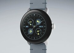 The Pixel Watch 2 with its new Moondust Crafted Leather Band. (Image source: Google)