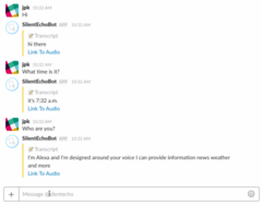 The SilentEchoBot allows natural interaction via text using Amazon&#039;s APIs. (Source: TechCrunch)