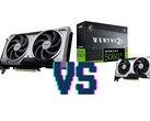 MSI GeForce RTX 5060 Ti Ventus 2x OC Plus 16 GB (Left) and 8 GB (Right) variants. (Image source: Mindfactory, edited)