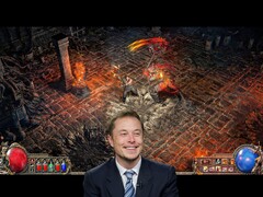 Elon Musk fails the tutorial boss in Path of Exile 2 - live on stream. (Image source: Pixabay, Tumisu / YouTube, WoldGamerSK)