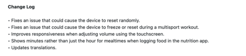 The release notes for Garmin smartwatch beta version 17.30/17.31 updates