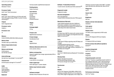 HP Spectre x360 specifications (image via @momomo_us on X)